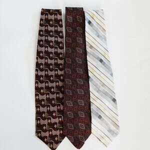 Men's Neck Silk Tie Bundle Set Multi Print Calvin Klein Lands End Louis Roth